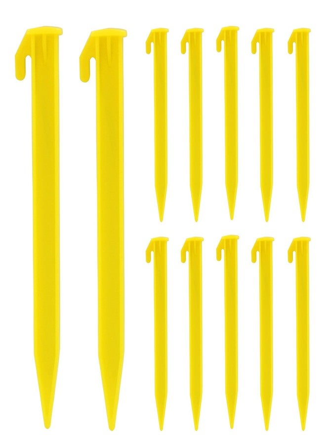 Moicstiy12 Pack Plastic Tent Stakes, 5.7 Inch Yellow Durable Garden Landscape Stakes Tent Spikes for Camping, Gardening, Outdoor Beach - Image 5