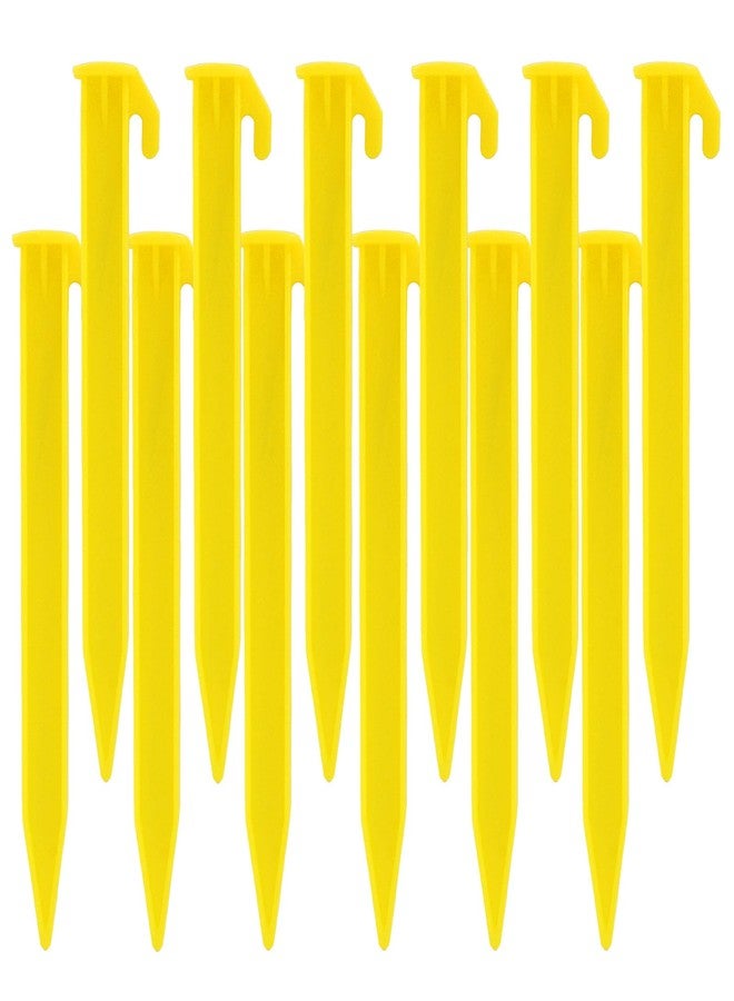 Moicstiy12 Pack Plastic Tent Stakes, 5.7 Inch Yellow Durable Garden Landscape Stakes Tent Spikes for Camping, Gardening, Outdoor Beach - Image 1