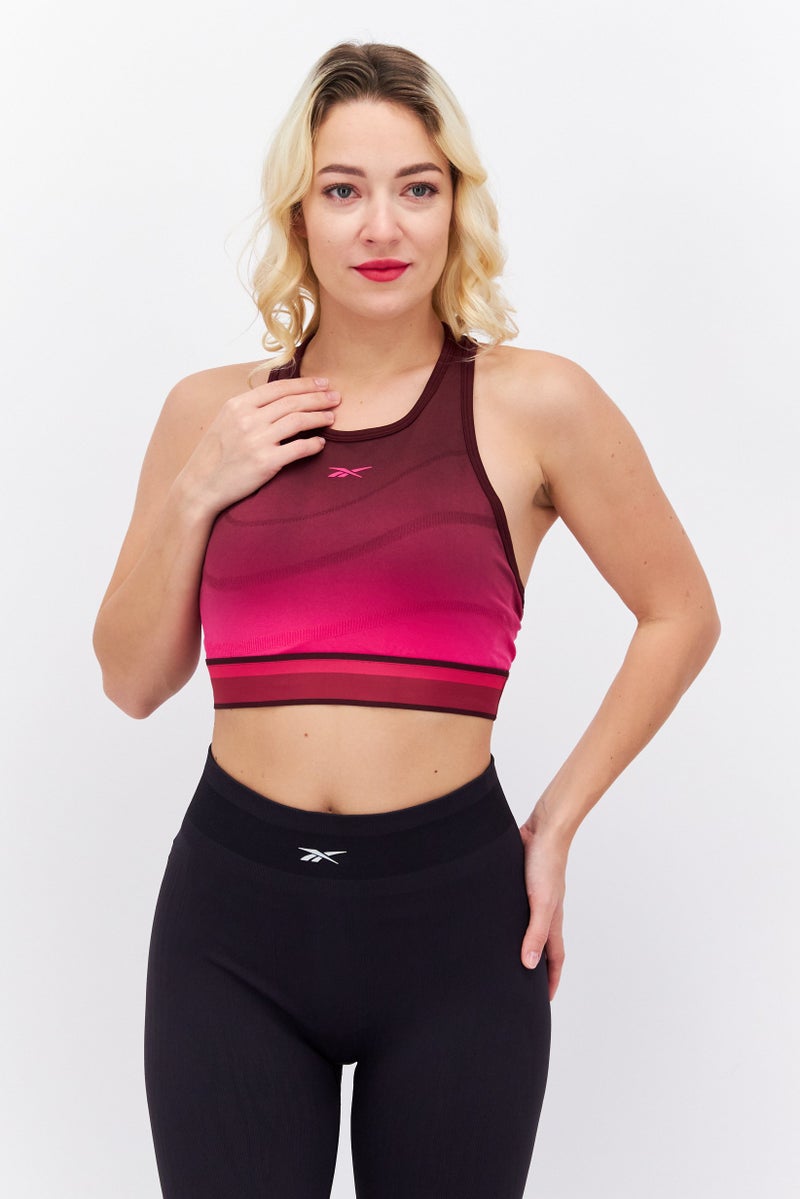 Reebok Women Sportwear Fit Sleeveless Training Crop Top, Maroon - Image 1