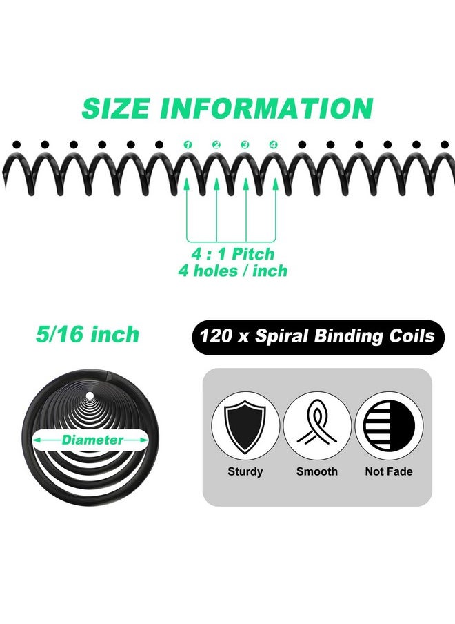 Leinuosen Leinuosen 120 Pack Plastic Spiral Binding Coils Binding kit Spirals Multi Size Spiral Binding Spines Binder Combs Spines (Black,5/16 Inch)  - Image 2
