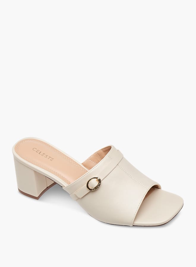 Celeste Women's Buckle Accent Slip-On Sandals with Block Heels - Image 2