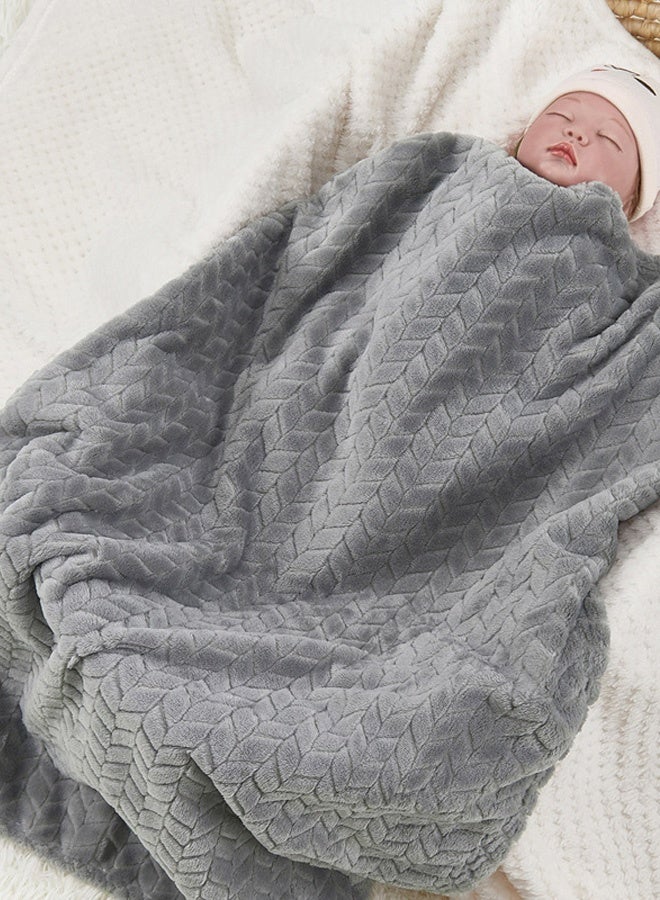 Hanayo Baby Blanket Flannel Cozy Throw Blankets for Newborn Infant and Toddler Super Soft and Warm Receiving Baby Blanket for Boys and Girls(Grey) - Image 2