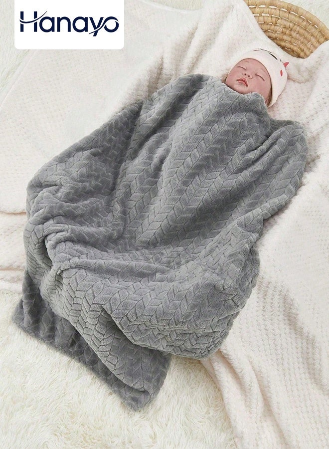 Hanayo Baby Blanket Flannel Cozy Throw Blankets for Newborn Infant and Toddler Super Soft and Warm Receiving Baby Blanket for Boys and Girls(Grey) - Image 1