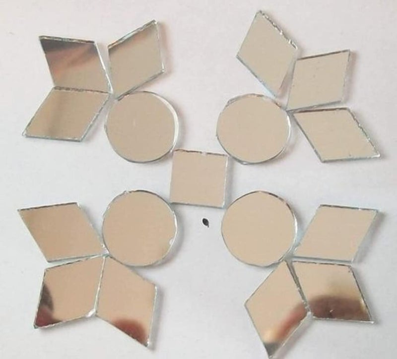RADHE FASHION Radhe Fashion Mirror for Embroidery Work Lippan Art Work Jewellery Making and Decoration Other Craft Work Total 200 Piece 4 Pcs Button Free and 1 Storage Box Free Diamond Shape  - Image 4