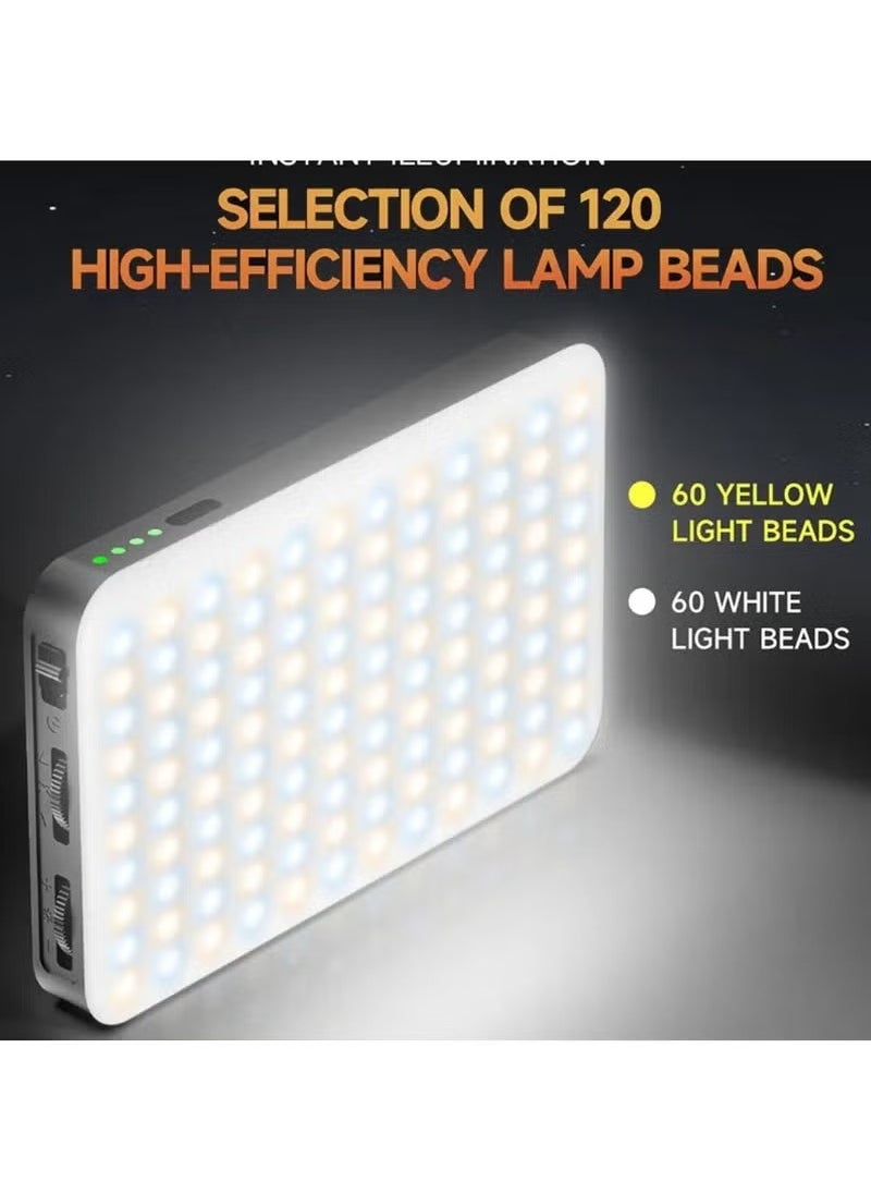 TIGER - D10 120 LED Video Light Camera Light – 360° Adjustable, Portable Photography Lighting with Type-C Charging, 3000mAh Rechargeable Battery, CRI 95+, 2500K-9000K Adjustable Color Temperature, 90+ Minutes Continuous Working Time, On-Camera Fill Light - Image 1