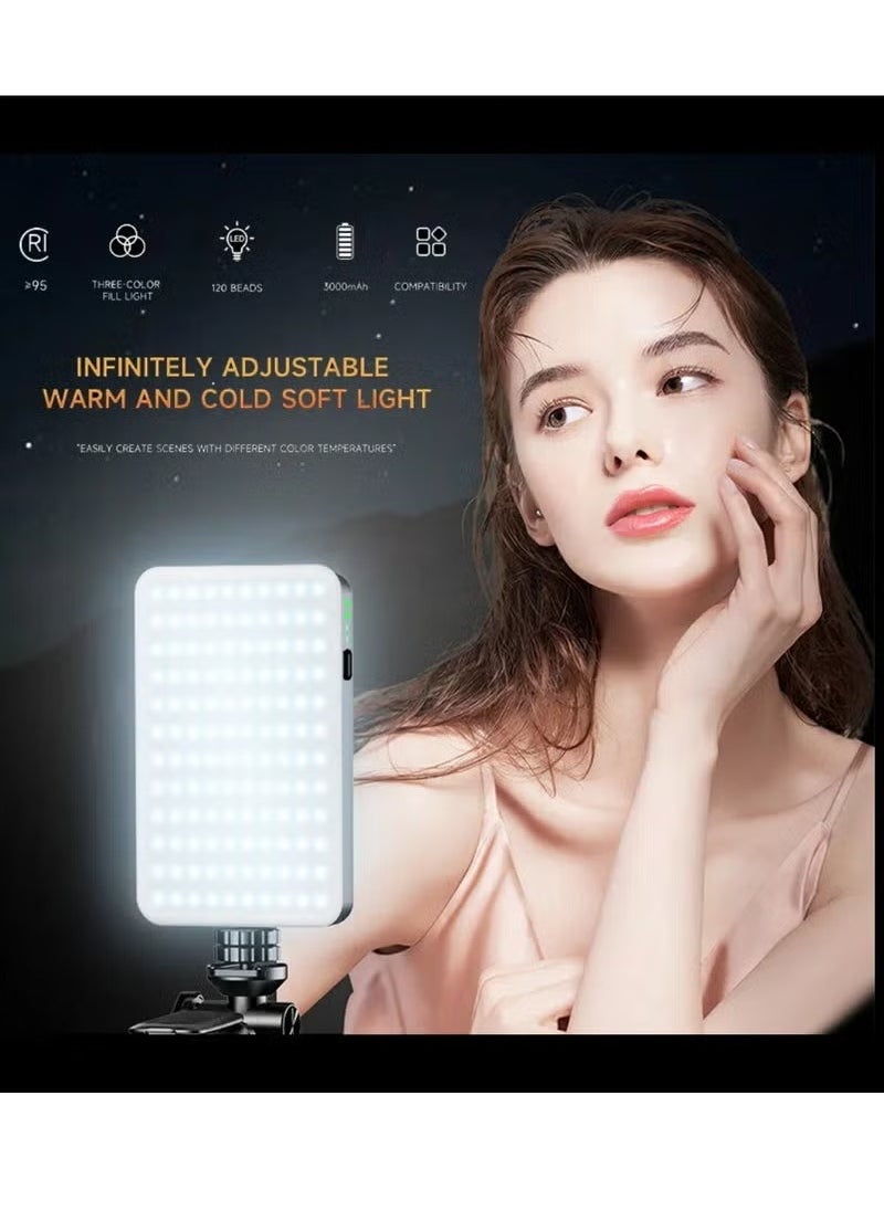 TIGER - D10 120 LED Video Light Camera Light – 360° Adjustable, Portable Photography Lighting with Type-C Charging, 3000mAh Rechargeable Battery, CRI 95+, 2500K-9000K Adjustable Color Temperature, 90+ Minutes Continuous Working Time, On-Camera Fill Light - Image 1
