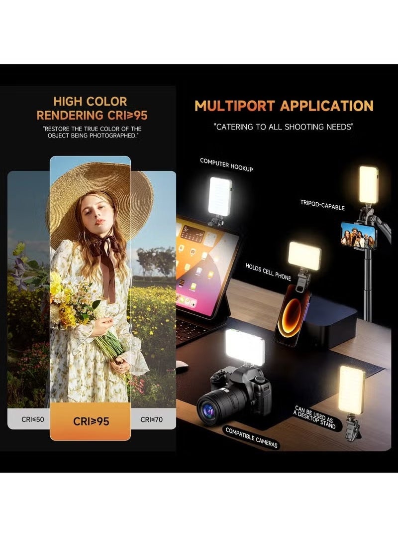 TIGER - D10 120 LED Video Light Camera Light – 360° Adjustable, Portable Photography Lighting with Type-C Charging, 3000mAh Rechargeable Battery, CRI 95+, 2500K-9000K Adjustable Color Temperature, 90+ Minutes Continuous Working Time, On-Camera Fill Light - Image 1