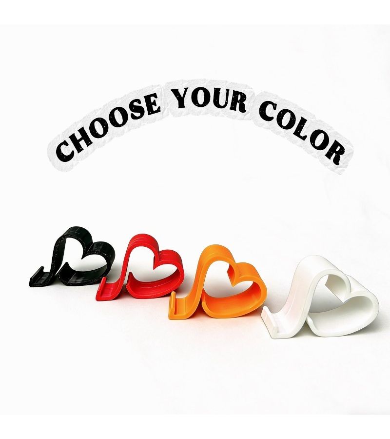 Decorative Heart Shaped Phone Holder Black PETG 3D Print Home Party - Image 2
