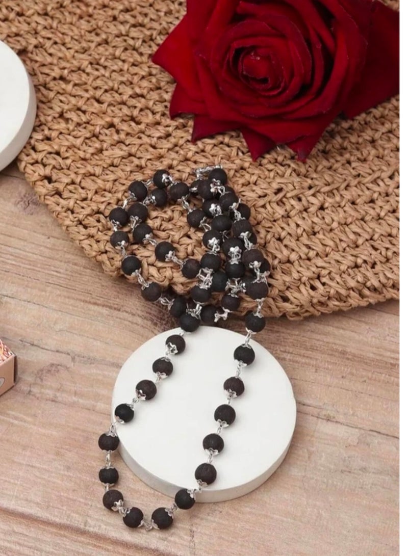 قلادة كارونجالي (خشب الأبنوس الأسود) مصنوعة يدوياً مع سوار، معتمدة من المختبر - Image 1