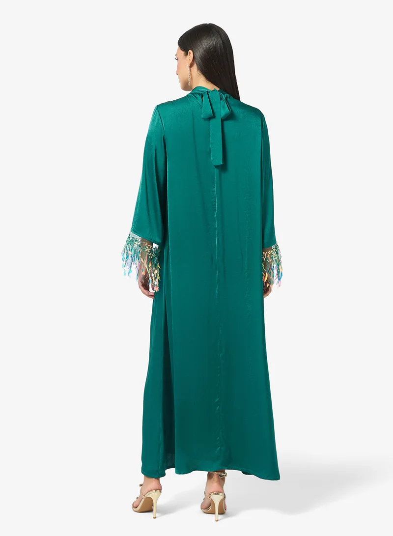 Khizana Dress With Embellished Key Hole Neck Detail