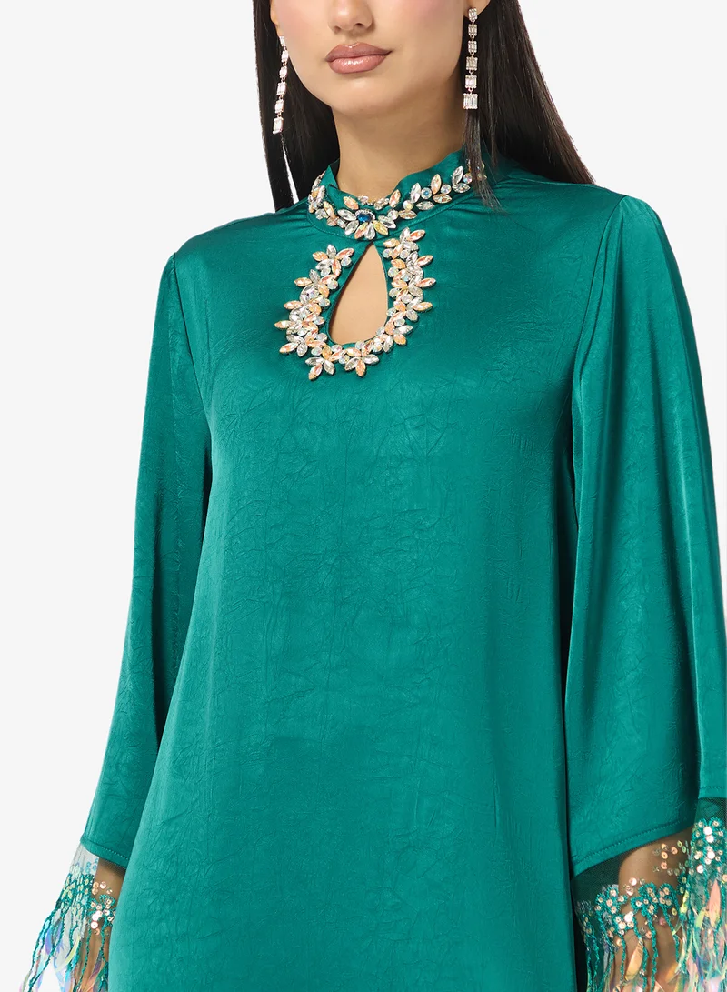Khizana  Dress With Embellished Key Hole Neck Detail for Women | Best Price UAE