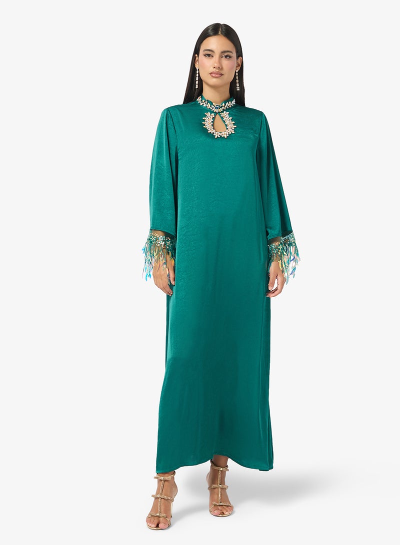 Khizana Dress With Embellished Key Hole Neck Detail - Image 4