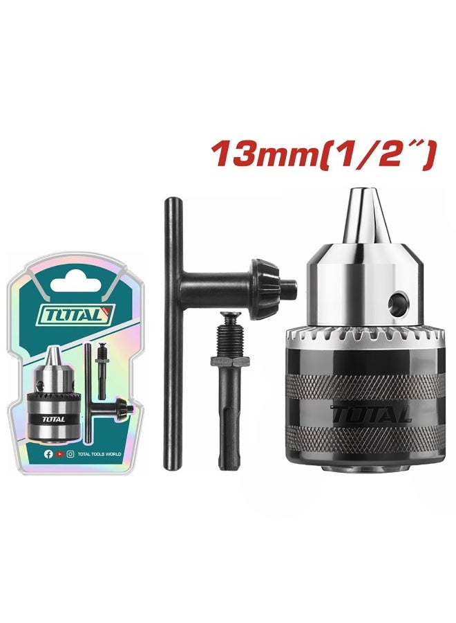 TOTAL 13mm Drill Chuck with Adapter 1/2 Inch Capacity Keyed Chuck Set SDS Plus Shank Adapter with Chuck Key Chrome Vanadium Steel Drill Chuck For Electric Drill and Rotary Hammer Use - TAC451301 - Image 3
