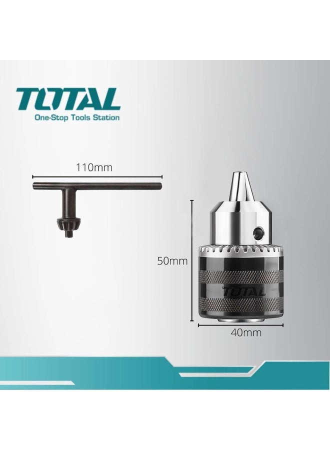 TOTAL 13mm Drill Chuck with Adapter 1/2 Inch Capacity Keyed Chuck Set SDS Plus Shank Adapter with Chuck Key Chrome Vanadium Steel Drill Chuck For Electric Drill and Rotary Hammer Use - TAC451301 - Image 4