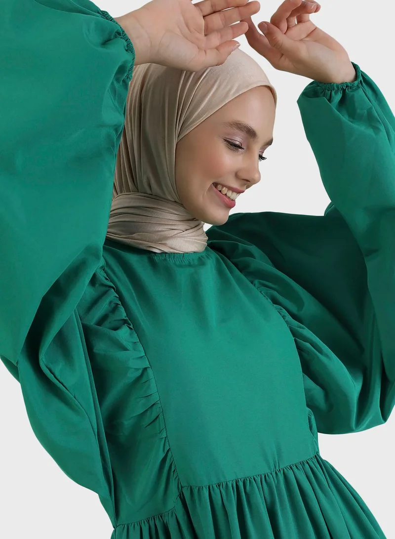 Benin by modanisa Balloon Sleeve Tiered Dress