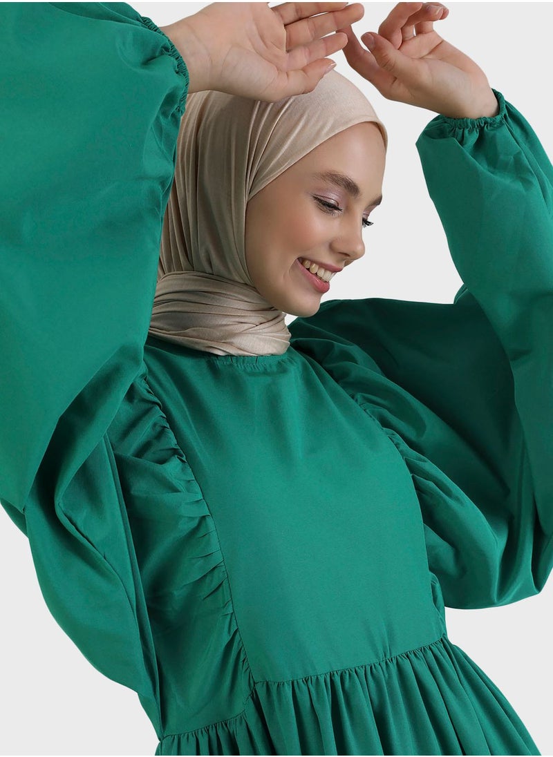 Benin by modanisa - Balloon Sleeve Tiered Dress - Image 1