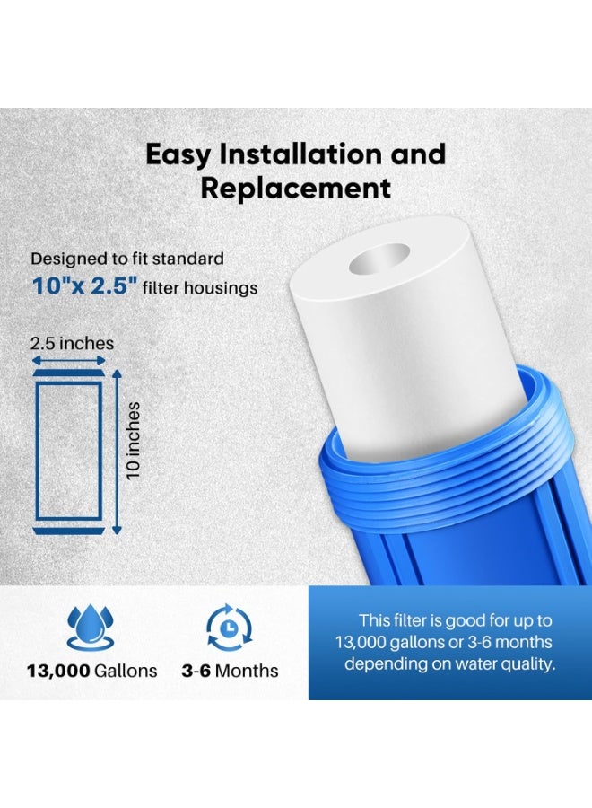 Pure Plus 5 Micron 10" x 2.5" Whole House Sediment Home Water Filter Cartridge Replacement for Any 10 inch RO Unit - Image 3