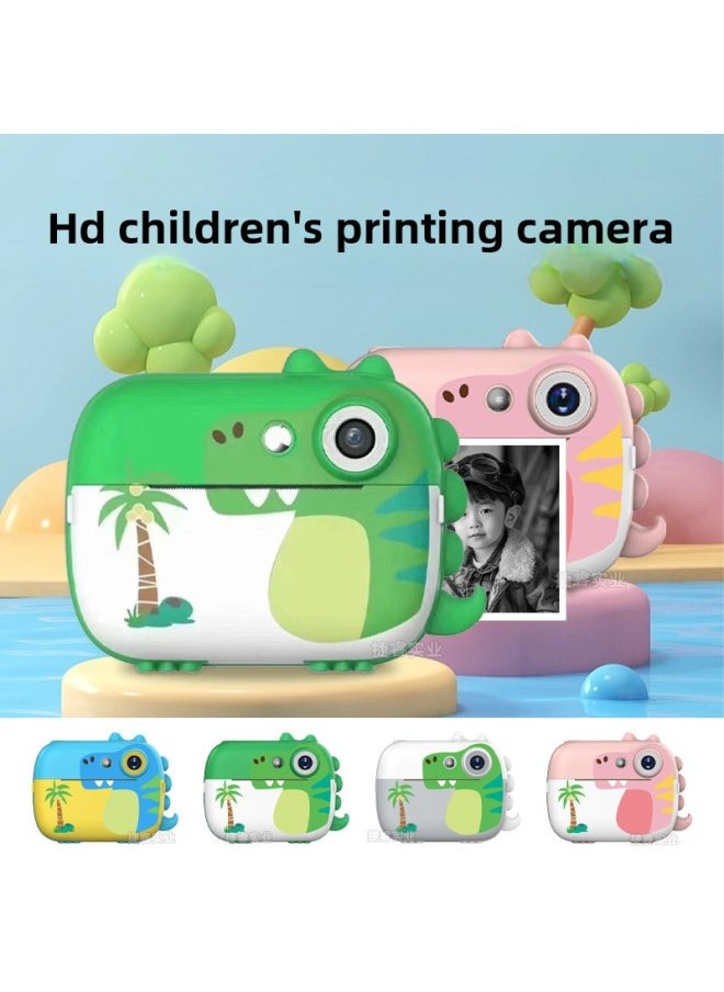 Generic Children's Print Camera HD 2.4 "Display Dual Lens Digital Camera-Color:Pink Dinosaur  - Image 2
