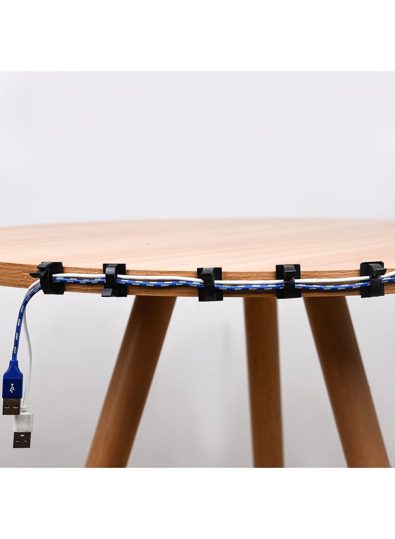 SYOSI Adjustable Cable Management Clips, 50Pcs Adhesive Cable Organizers Sticky Wire Clips Cord Holder, TV PC Ethernet Cable Under Desk Wall Home Office - Image 3