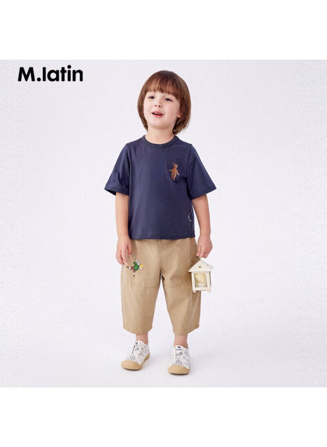 M.latin Children's Clothing, Kids' Pants, Summer New Style, Boys And Girls, Small Children, Woven Mid-length Pants, Khaki, 110cm - Image 2
