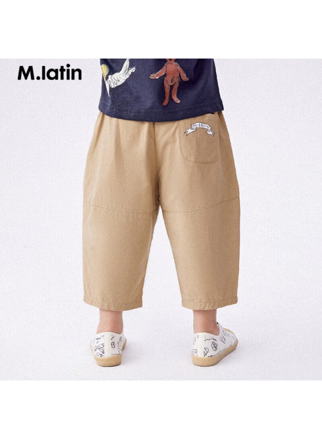 M.latin Children's Clothing, Kids' Pants, Summer New Style, Boys And Girls, Small Children, Woven Mid-length Pants, Khaki, 110cm - Image 1