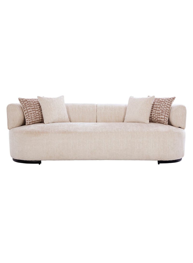 DANUBE HOME Leeds 3 Seater Fabric Sofa 3 Seater Sofa | Modern Design Three Seat Sofas | Comfortable Living Room Furniture L242xW86xH73.5cm - Light Ivory  - Image 1