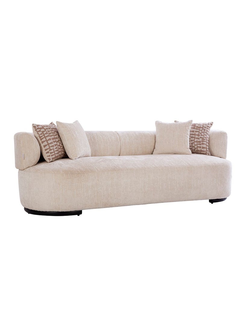 DANUBE HOME Leeds 3 Seater Fabric Sofa 3 Seater Sofa | Modern Design Three Seat Sofas | Comfortable Living Room Furniture L242xW86xH73.5cm - Light Ivory  - Image 2