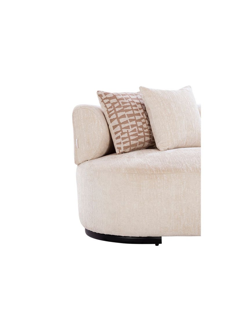 DANUBE HOME Leeds 3 Seater Fabric Sofa 3 Seater Sofa | Modern Design Three Seat Sofas | Comfortable Living Room Furniture L242xW86xH73.5cm - Light Ivory  - Image 3