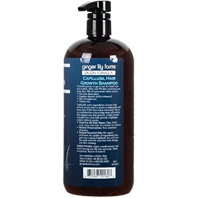 ginger lily farms SALON FORMULA CAPILLUSIL HAIR GROWTH SHAMPOO FOR ALL HAIR TYPES, 100% VEGAN & CRUELTY-FREE, 32 FL OZ - Image 2
