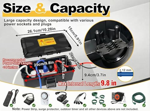 FZDSY Outdoor Electrical Box 103 x 59 x 37 inIP54 Waterproof Extension Cord Connection Box with 6 Cable Entry PortsWeatherproof Outlet Cover for Power StripHoliday LightsPlug Extension Cables - Image 3