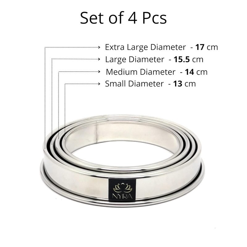 NYRA NYRA StainlessSteel Matka RingMatka StandPot standPot Rings Multipurpose Stand for Kitchen Steaming Tray Stand Steamer Rack Stand Also Used for Barbeque Set of 4  - Image 3