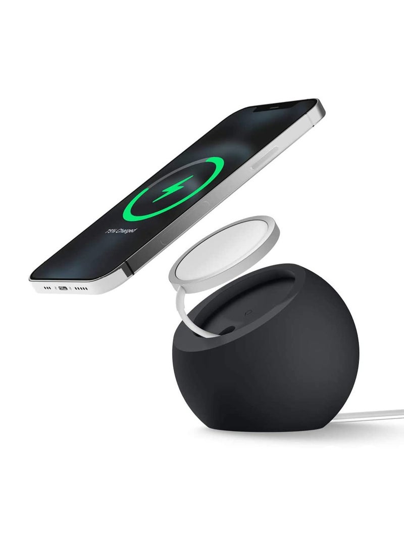 erorex Stand for Charger Silicone Charger Holder for Magnetic Wireless Charger Storage Winder Charging Base Non Slip Space Saving Black  - Image 1