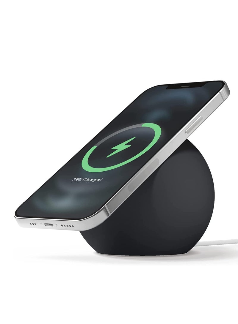 erorex Stand for Charger Silicone Charger Holder for Magnetic Wireless Charger Storage Winder Charging Base Non Slip Space Saving Black  - Image 5