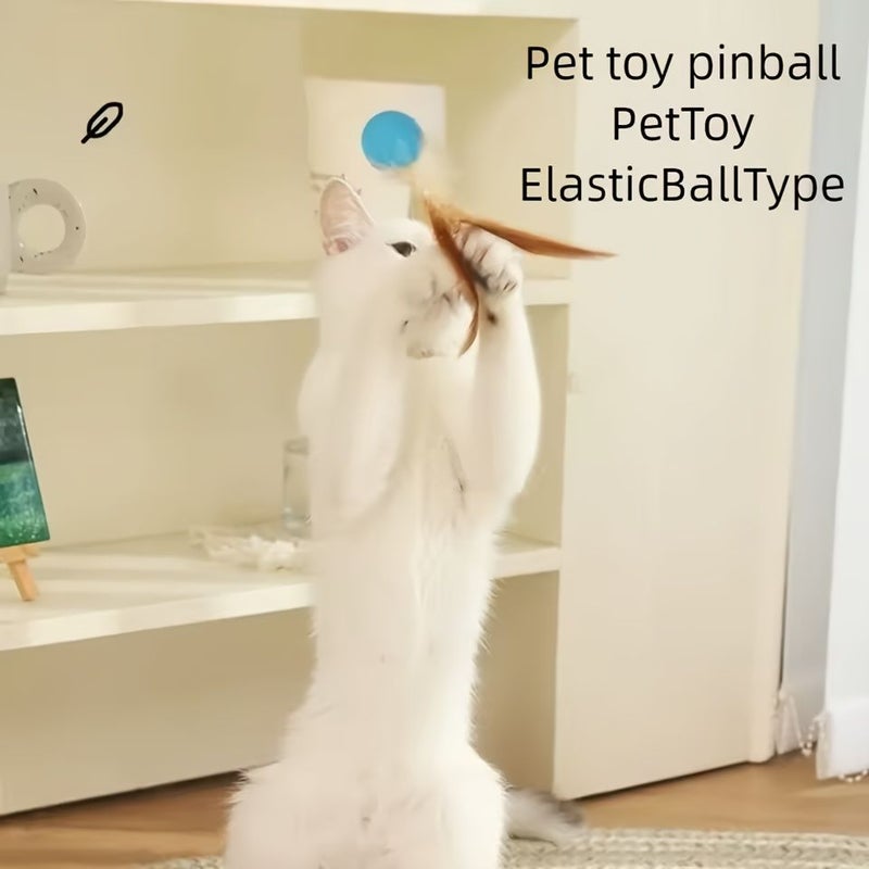 Set Of 6Pcs Cat Solid Feather Elastic Balls Artificial Feather Realistic Feather Design Interactive Cat Toy For Dogs And Cats Self Amusement Wear Resistant Bite Resistant - Image 3