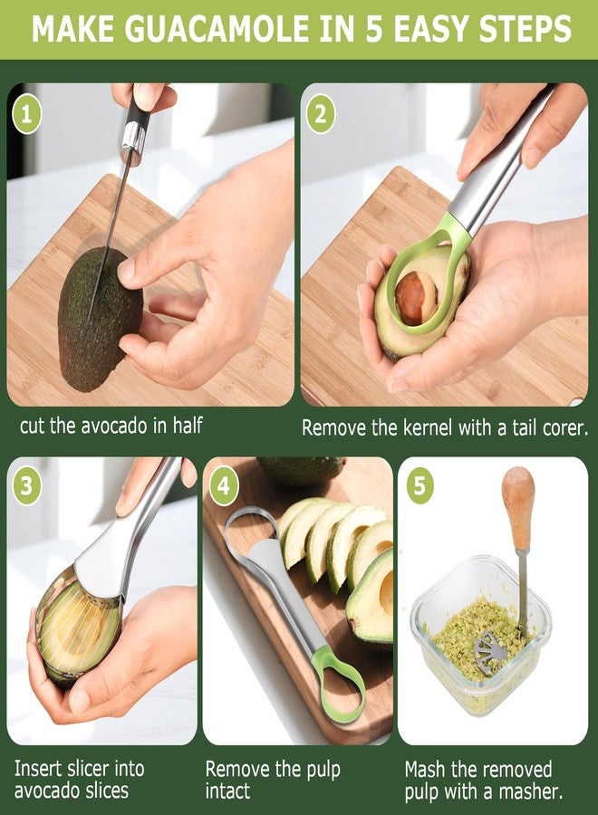 OERPHO Avocado Slicer Tool 3 in 1, Stainless Steel Avocado Cutter Tool Set, Avocado Masher & Avocado Peeler Tools, Multi-Function Avocado Smasher Tools for Slicing, Scooping and Pit Removal - Image 4