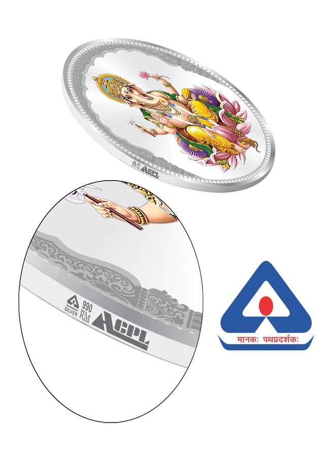 ACPL Precious Moments BIS Hallmarked Round Shape Ganesh ji Colour Silver Coin Available In 10/20/50/100 Gram. - Image 4