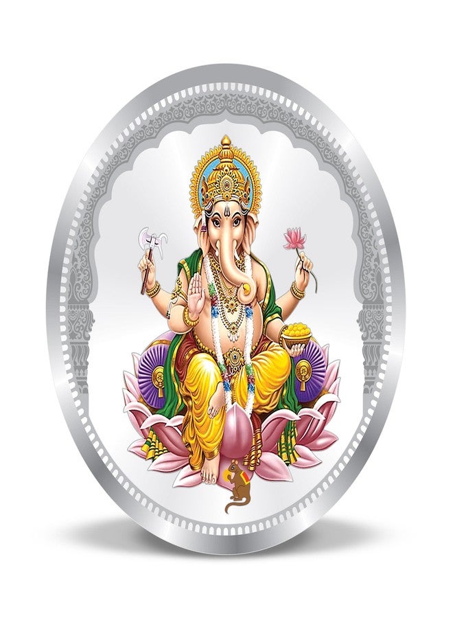ACPL Precious Moments BIS Hallmarked Round Shape Ganesh ji Colour Silver Coin Available In 10/20/50/100 Gram. - Image 1