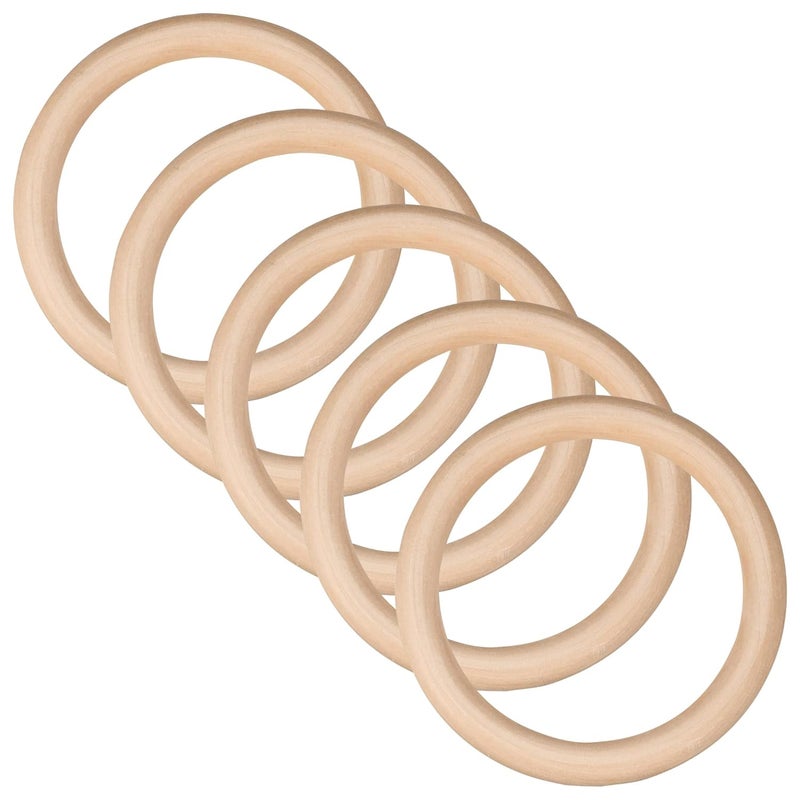 RESONANT CRAFT 5 Pieces Wooden Rings for Macram Craft 130mm 5 Inch Natural Wood Rings Without Paint Smooth Unfinished Wood Circles for Craft DIY Baby Teething Ring Pendant Jewelry Making
