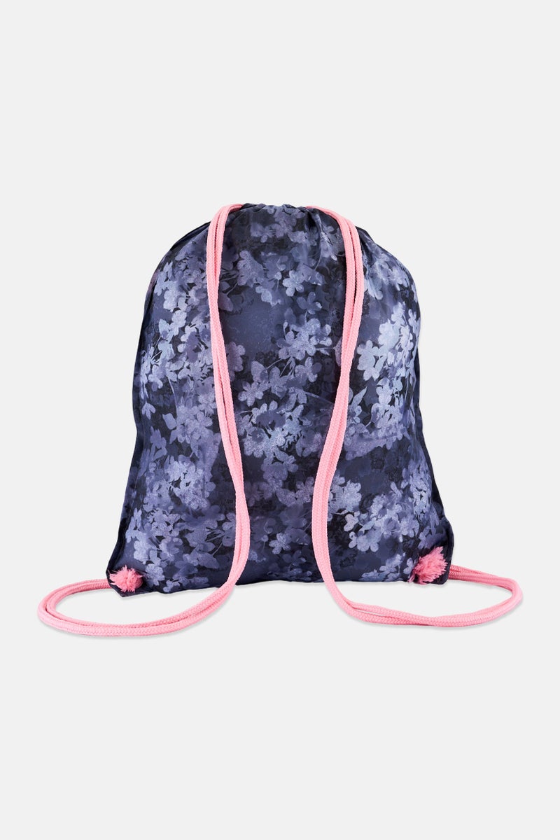Cool Club Kids Girl Floral Print Drawstring Bag, Grey - Image 3