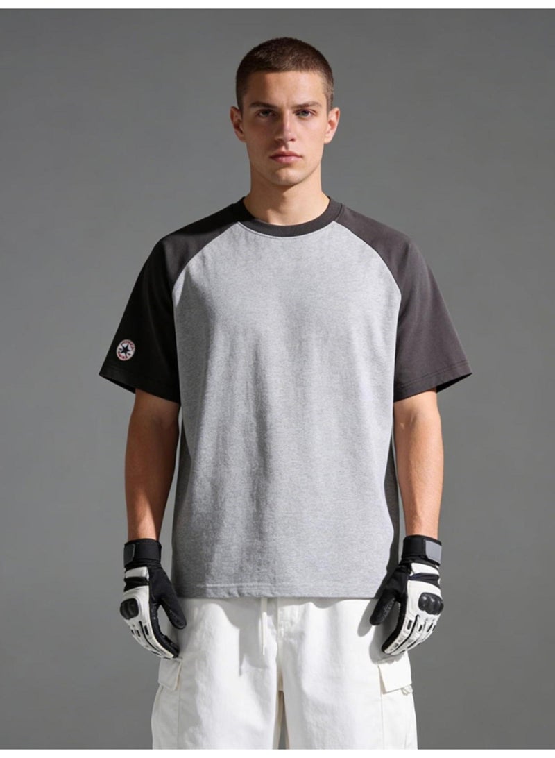 كونفرس Converse T-shirt with round neck and short sleeve-color matching shirt-cotton T-shirt unisex loose casual couple short sleeve T-shirt - Image 5