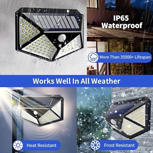 Gigawatts GW-601 100 LED Solar Wall Light Outdoor | Motion Sensor Solar Lamp with 800mAh Battery | IP65 Waterproof Wall Light for Garden, Patio, Yard & Balcony Décor (Pack of 1, Cool White) - Image 4