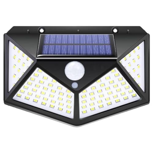 Gigawatts GW-601 100 LED Solar Wall Light Outdoor | Motion Sensor Solar Lamp with 800mAh Battery | IP65 Waterproof Wall Light for Garden, Patio, Yard & Balcony Décor (Pack of 1, Cool White) - Image 1