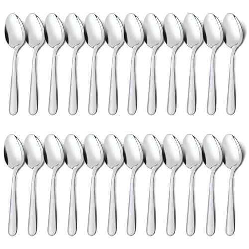 Unokit Dinner Spoons Set Silverware - 24-Piece (6.7 inch) Stainless Steel Spoon, Dessert, Table, Silverware Spoons Only for Home, Kitchen or Restaurant - Mirror Polished, Dishwasher Safe - Image 1