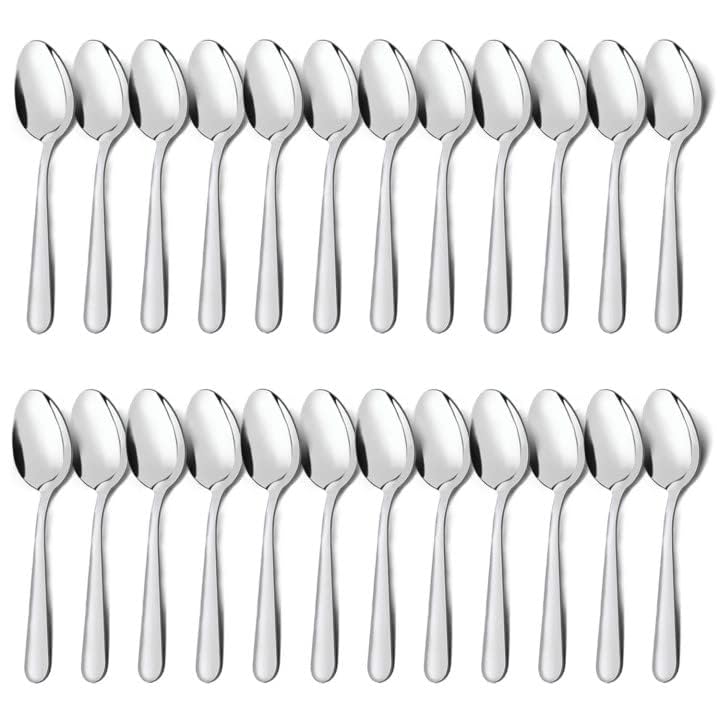 Unokit Dinner Spoons Set Silverware - 24-Piece (6.7 inch) Stainless Steel Spoon, Dessert, Table, Silverware Spoons Only for Home, Kitchen or Restaurant - Mirror Polished, Dishwasher Safe - Image 2