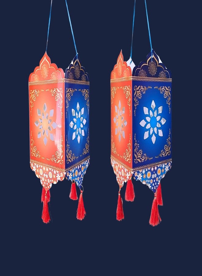 DIGI ART'S Shubh Kandeel Lantern for Diwali Decoration | Decorative Paper Akash Kandil for Home, Office & Festival Decor | Day & Night View | 30 x 14 cm (Pack of 2) - Image 1