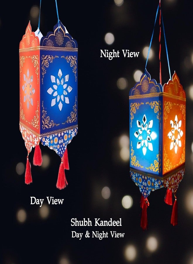 DIGI ART'S Shubh Kandeel Lantern for Diwali Decoration | Decorative Paper Akash Kandil for Home, Office & Festival Decor | Day & Night View | 30 x 14 cm (Pack of 2) - Image 2