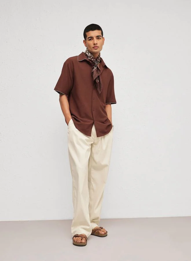 ساسافراس Men Linen Thread Detail Relaxed Fit Shirt