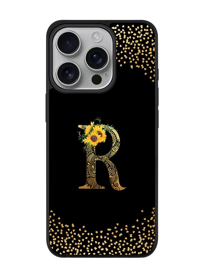 Stylizedd For iPhone 16 Pro Case [Compatible with MagSafe] Slim Magnetic cover Phone Case iPhone 16 Pro -Custom Floral Monogram - R ( Black ) - Image 1