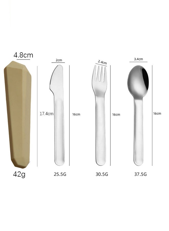 wowofa 4-piece Camping cutlery set，Stainless steel material，with Silicone Case, Travel Utensils with Pouch, Reusable Fork Spoon and Knife, Cutlery for Lunch Box Kids School, Camping Outdoor，(Yellow) - Image 3