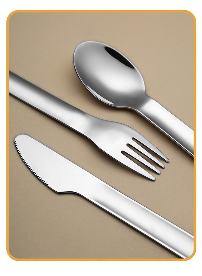 wowofa 4-piece Camping cutlery set，Stainless steel material，with Silicone Case, Travel Utensils with Pouch, Reusable Fork Spoon and Knife, Cutlery for Lunch Box Kids School, Camping Outdoor，(Yellow) - Image 4